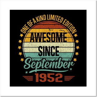 70 Year Old Awesome Since September 1952 Gift 70th Birthday Posters and Art